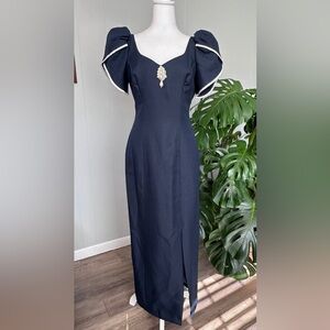 🛍️ Alfred Angelo classic Navy blue maxi dress Size 11/12  measurements posted.